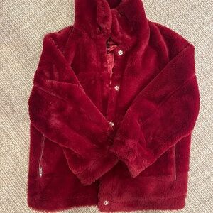 Urban Republic Deep Red Faux Fur Jacket